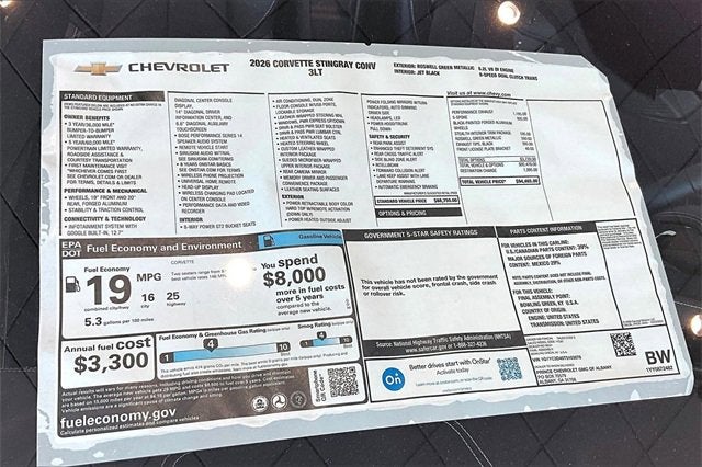 2026 Chevrolet Corvette Stingray 3LT