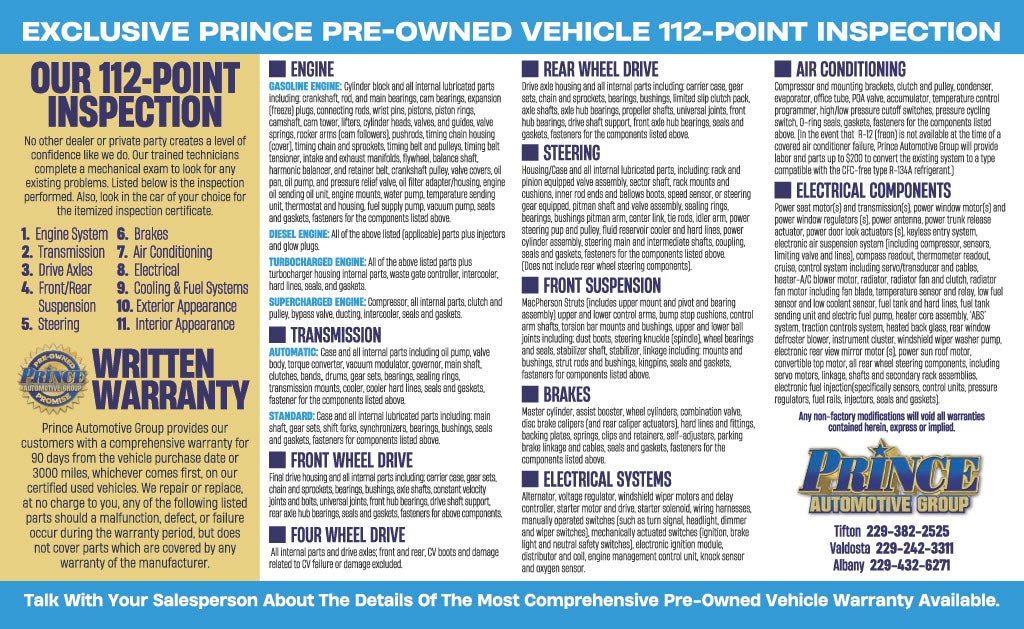 Prince Pre-Owned Promise Details Inspection